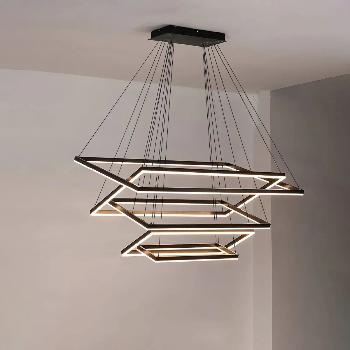 Antizer Modern Black Tiered Rectangular Chandelier