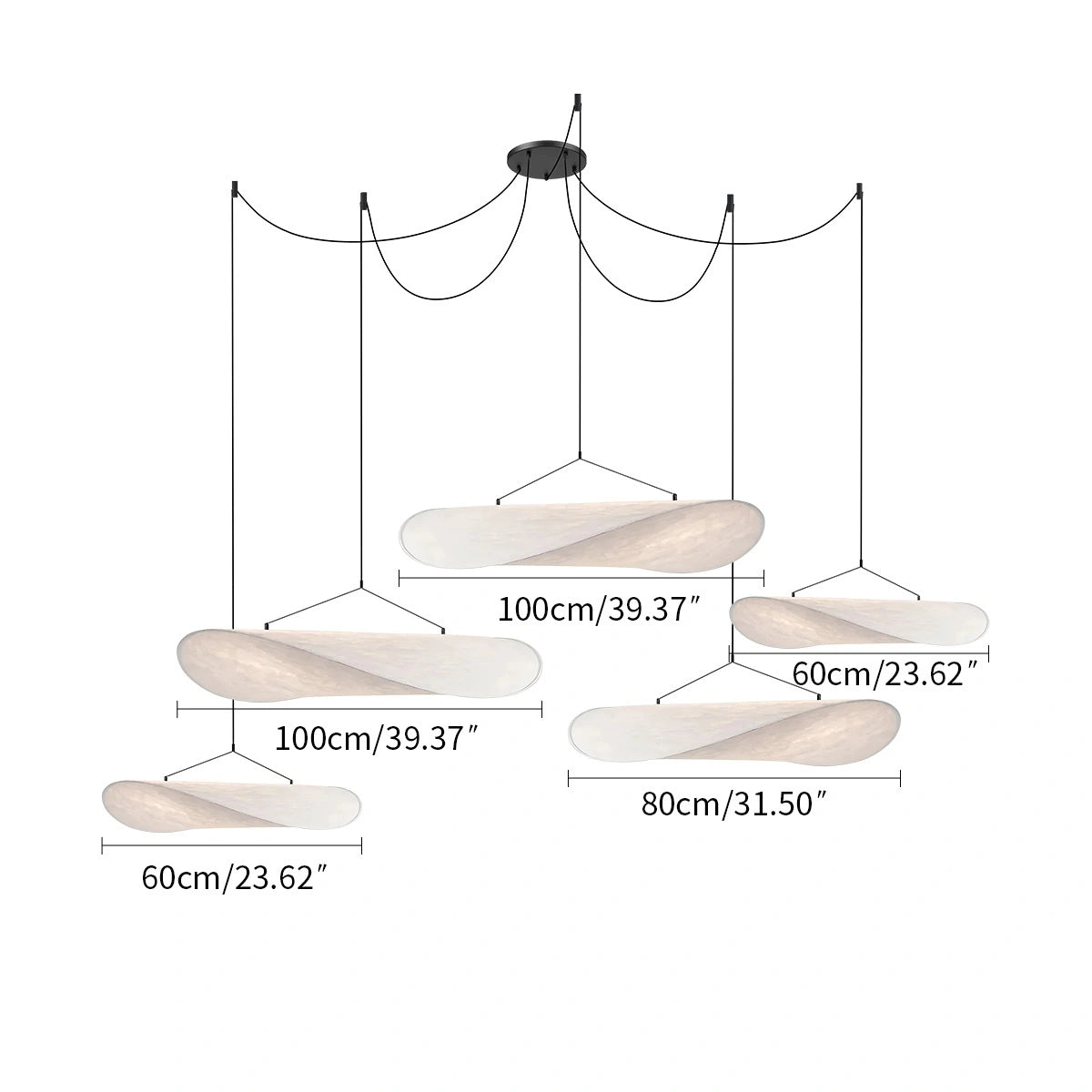 Antizer Zen Art Cloud Shape Silk Pendant Light for Living Room