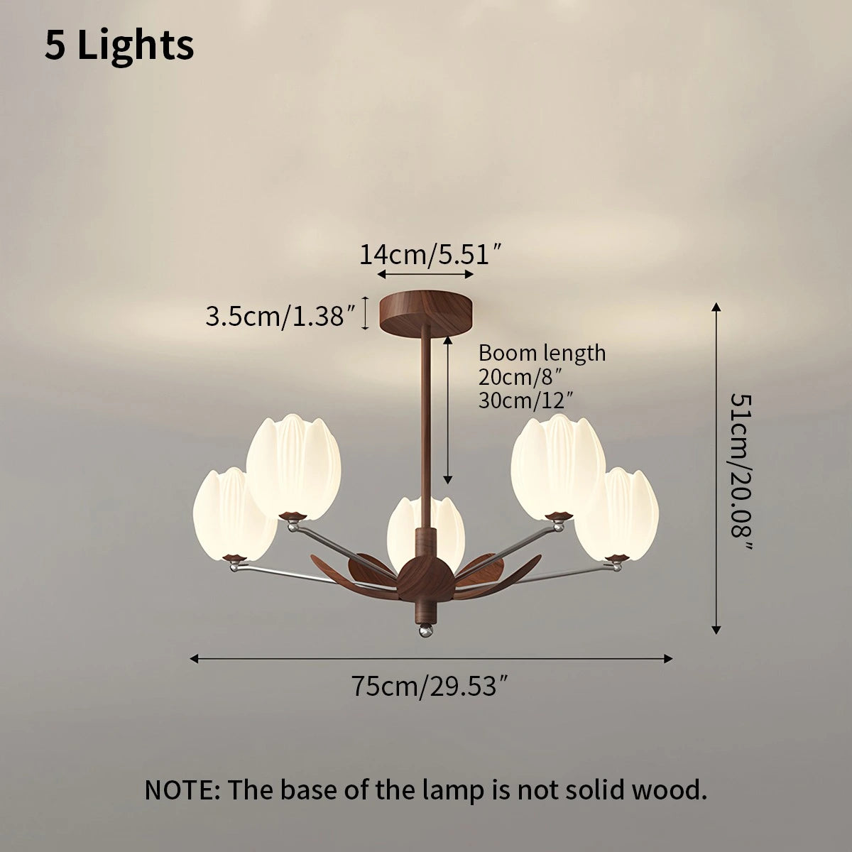 Antizer Retro Walnut Color Flower Chandelier for Living Room