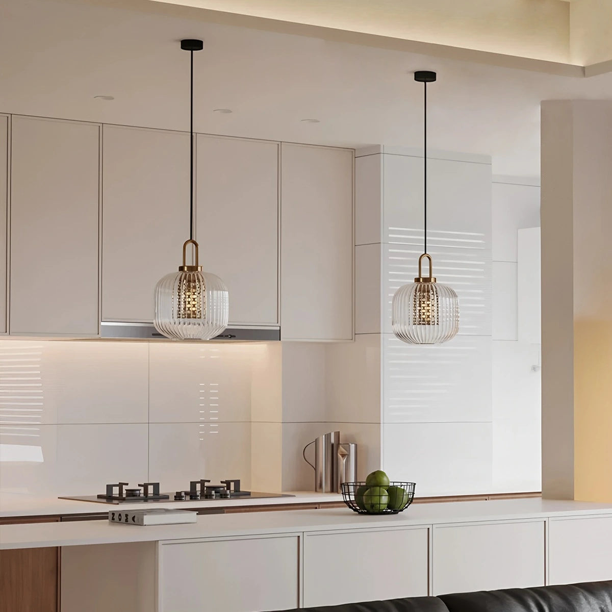 Antizer Modern Ribbed Clear Glass Pendant Light