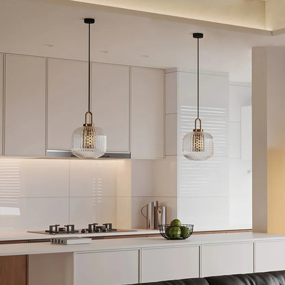 Antizer Modern Ribbed Clear Glass Pendant Light