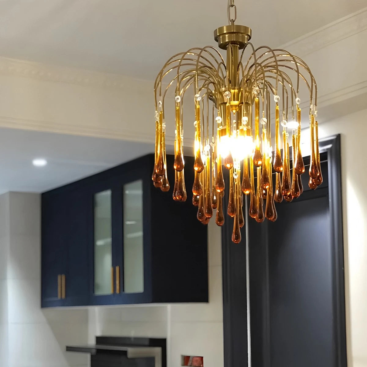 Antizer French Retro Water Drop Glass Chandelier