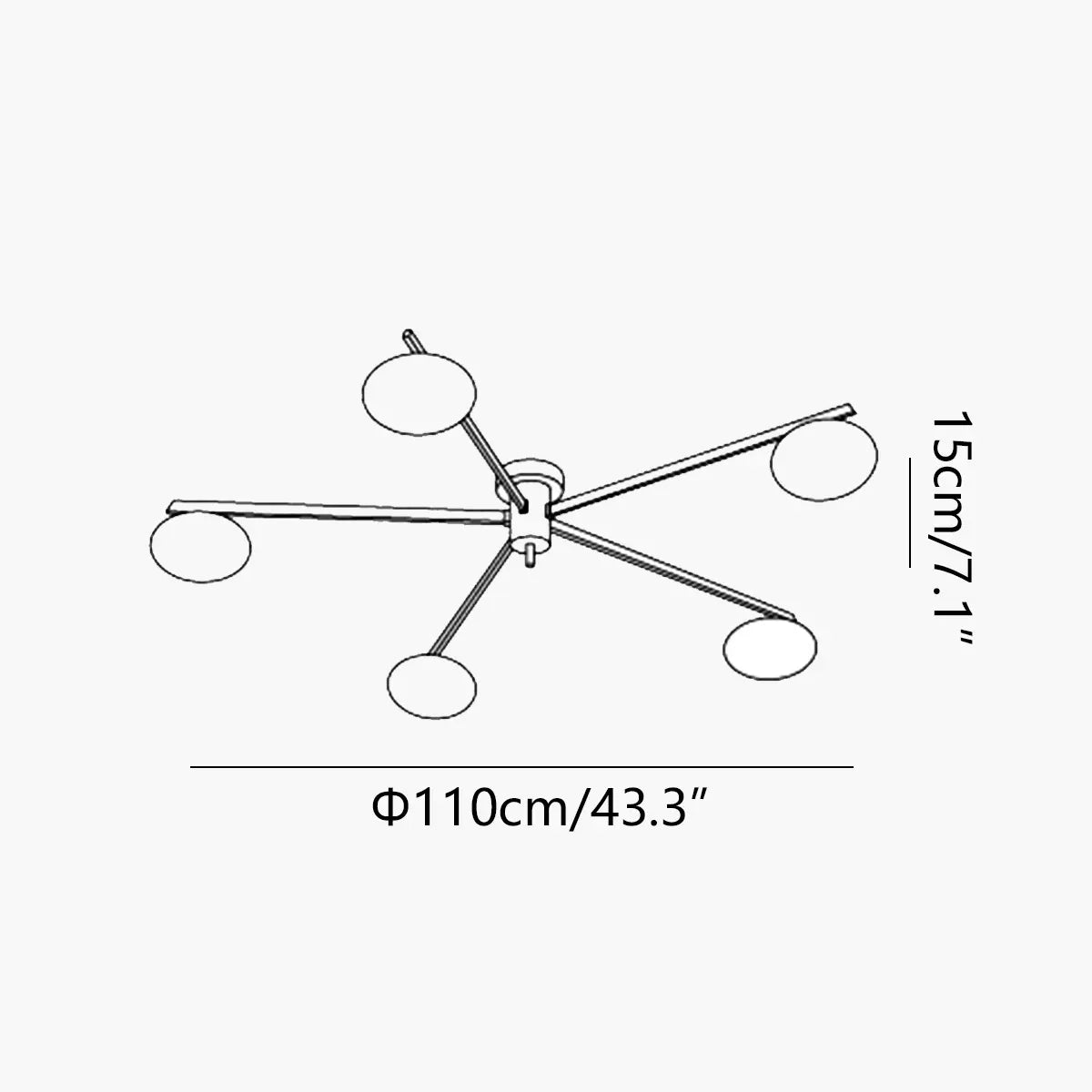 Antizer Modern Multi-Arm Semi Flush Mount Ceiling Light