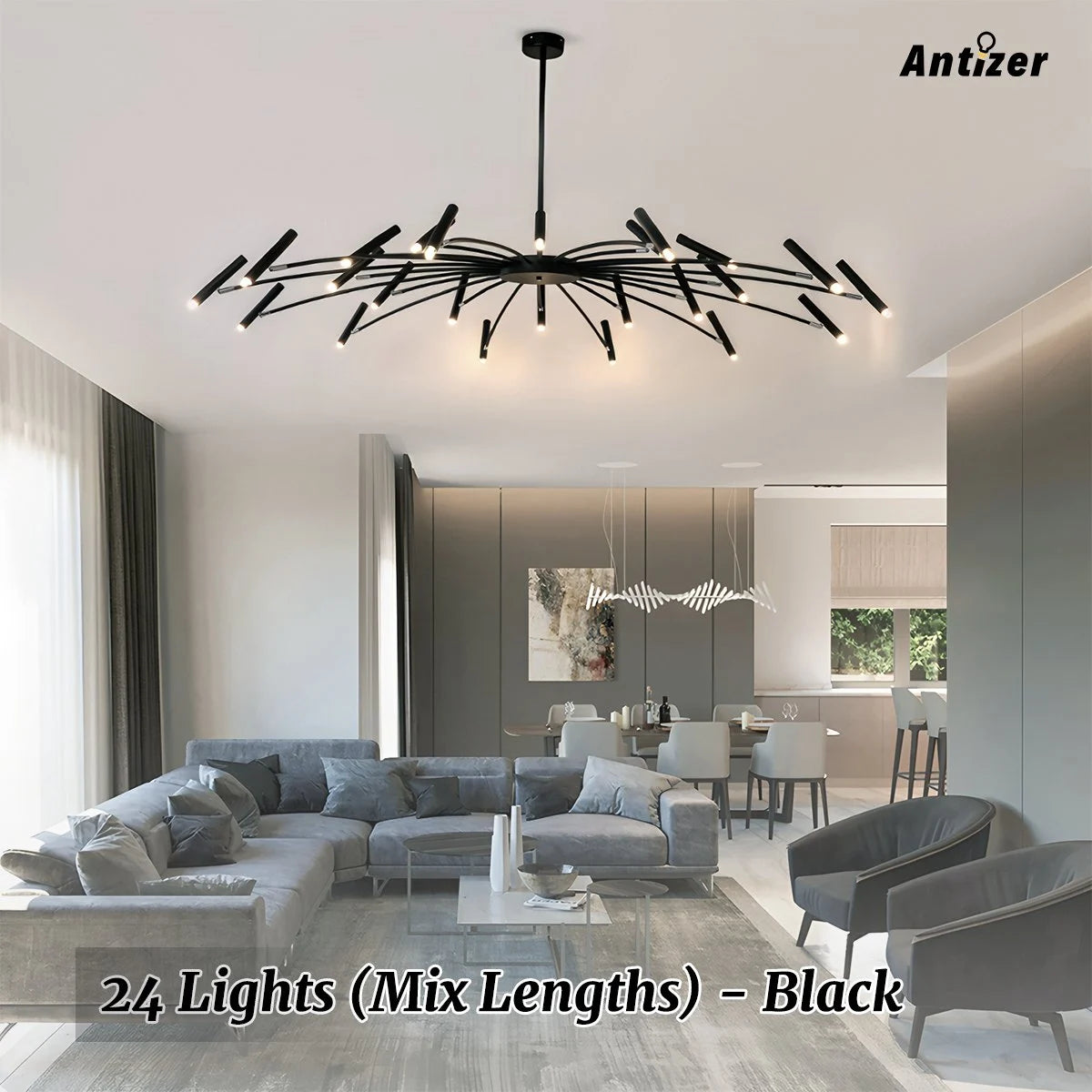 Antizer Modern Adjustable Candelabra Chandelier for Living Room