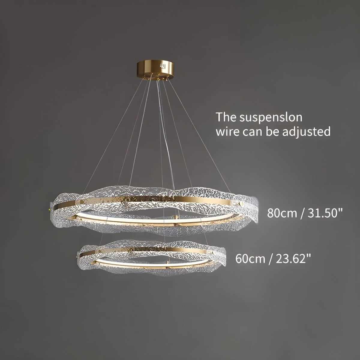 Antizer Water Pattern Glass Chandelier for Living Room