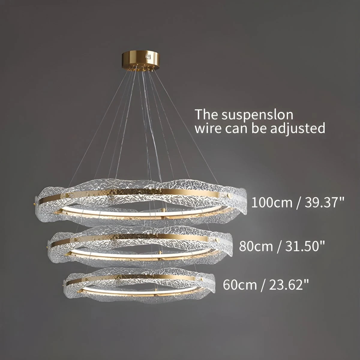 Antizer Water Pattern Glass Chandelier for Living Room