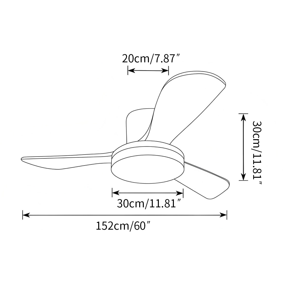 Antizer 3 Wood Blade Low Profile Ceiling Fan Lamp