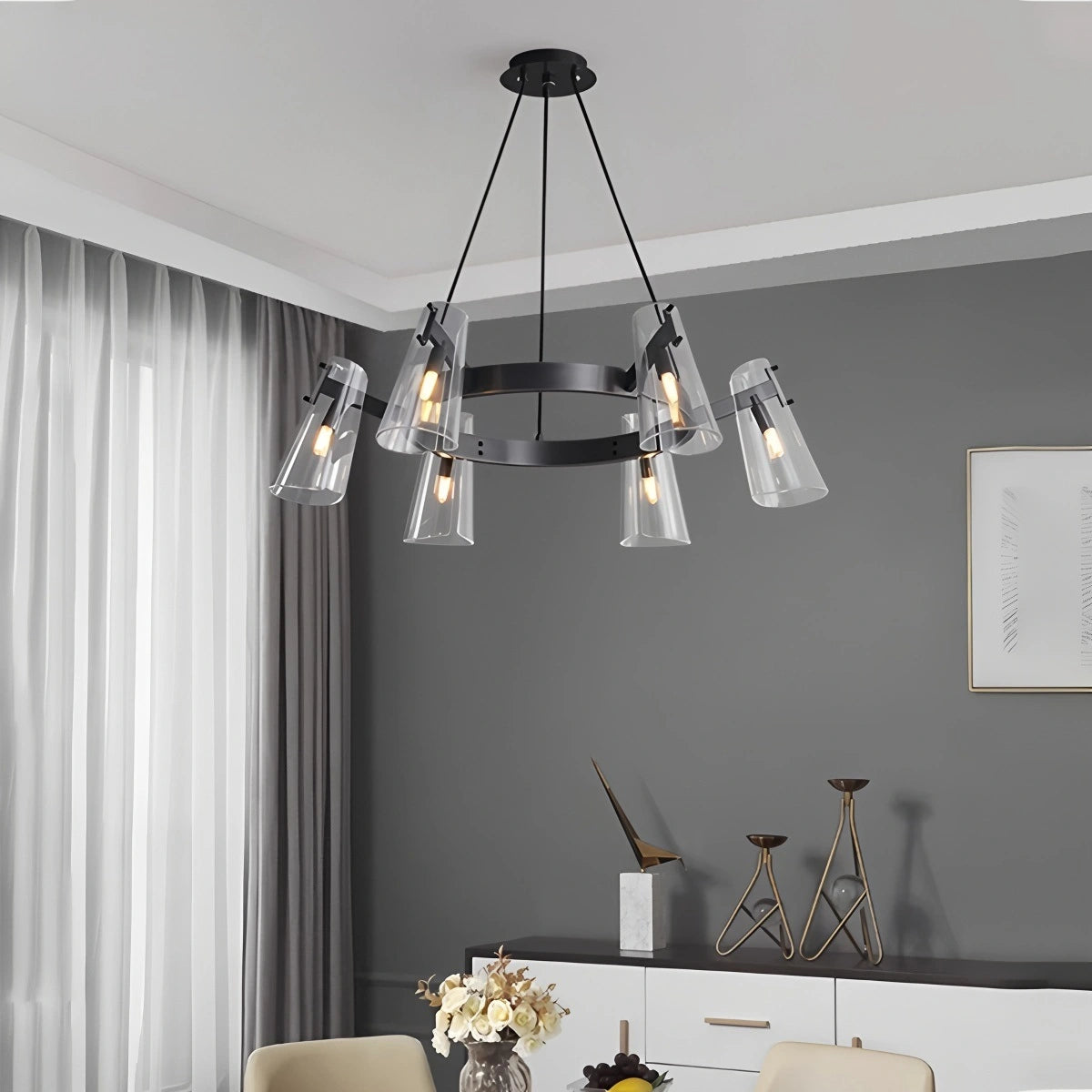 Antizer Modern All-Copper Acrylic Chandelier for Dining Room