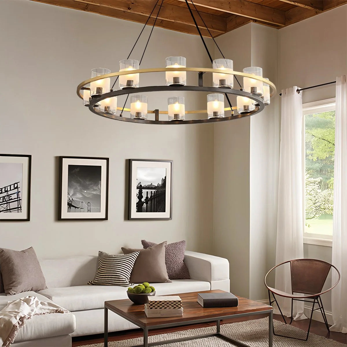 Antizer Nordic Art Simulation Candle Glass Chandelier