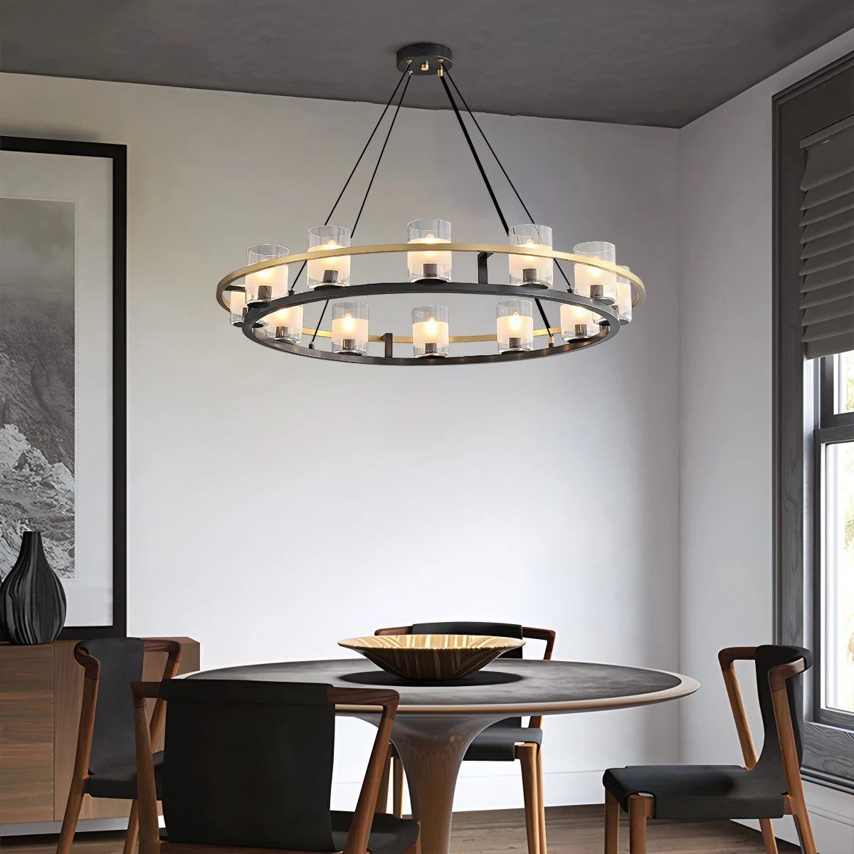 Antizer Nordic Art Simulation Candle Glass Chandelier