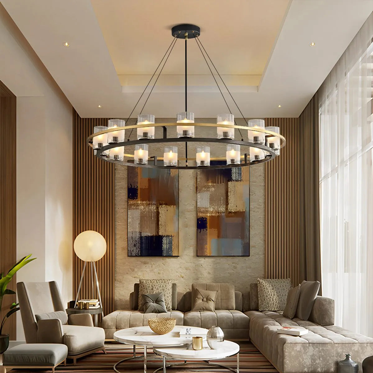 Antizer Nordic Art Simulation Candle Glass Chandelier