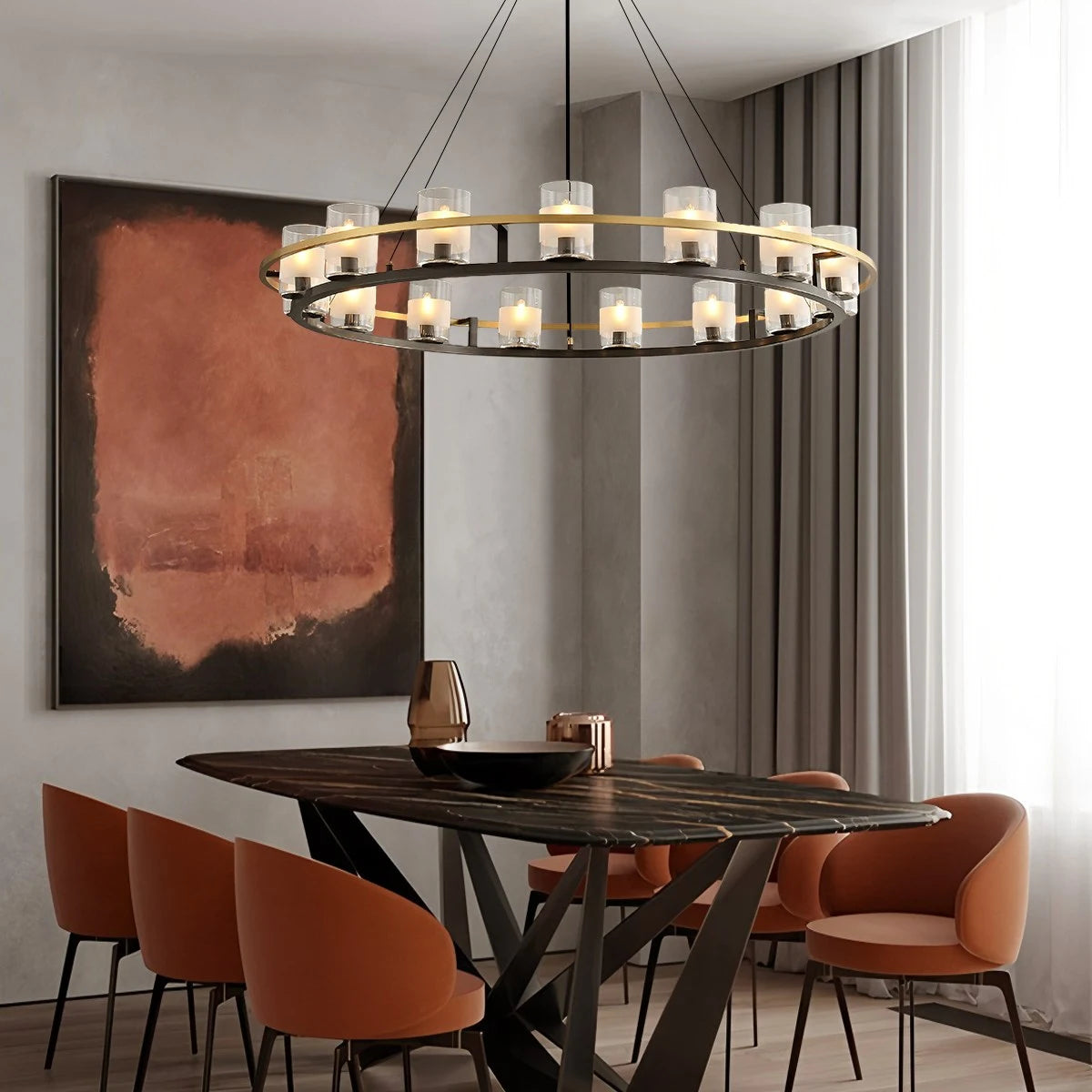 Antizer Nordic Art Simulation Candle Glass Chandelier