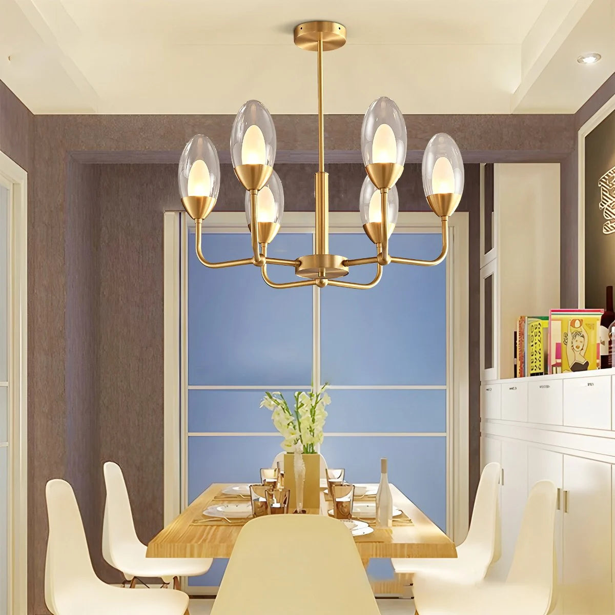 Antizer Luxury Copper & Transparent Glass Chandelier