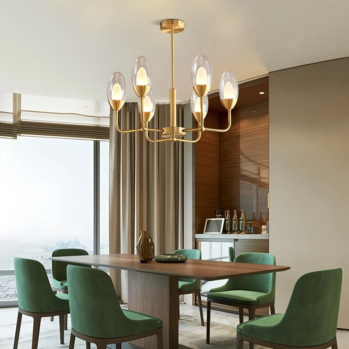 Antizer Luxury Copper & Transparent Glass Chandelier