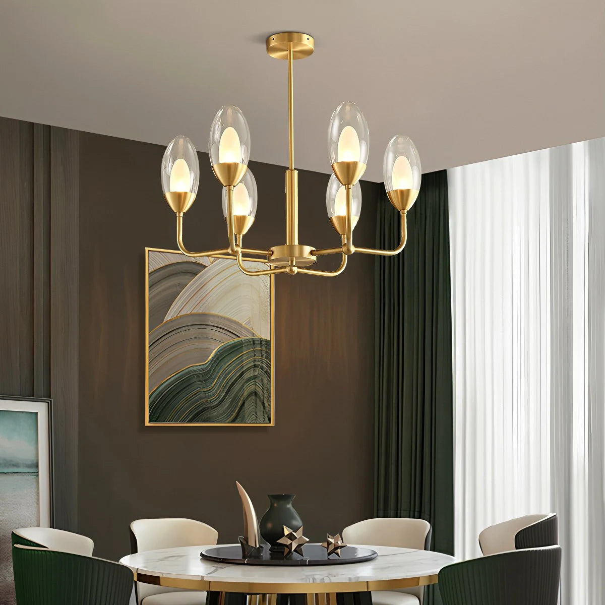 Antizer Luxury Copper & Transparent Glass Chandelier