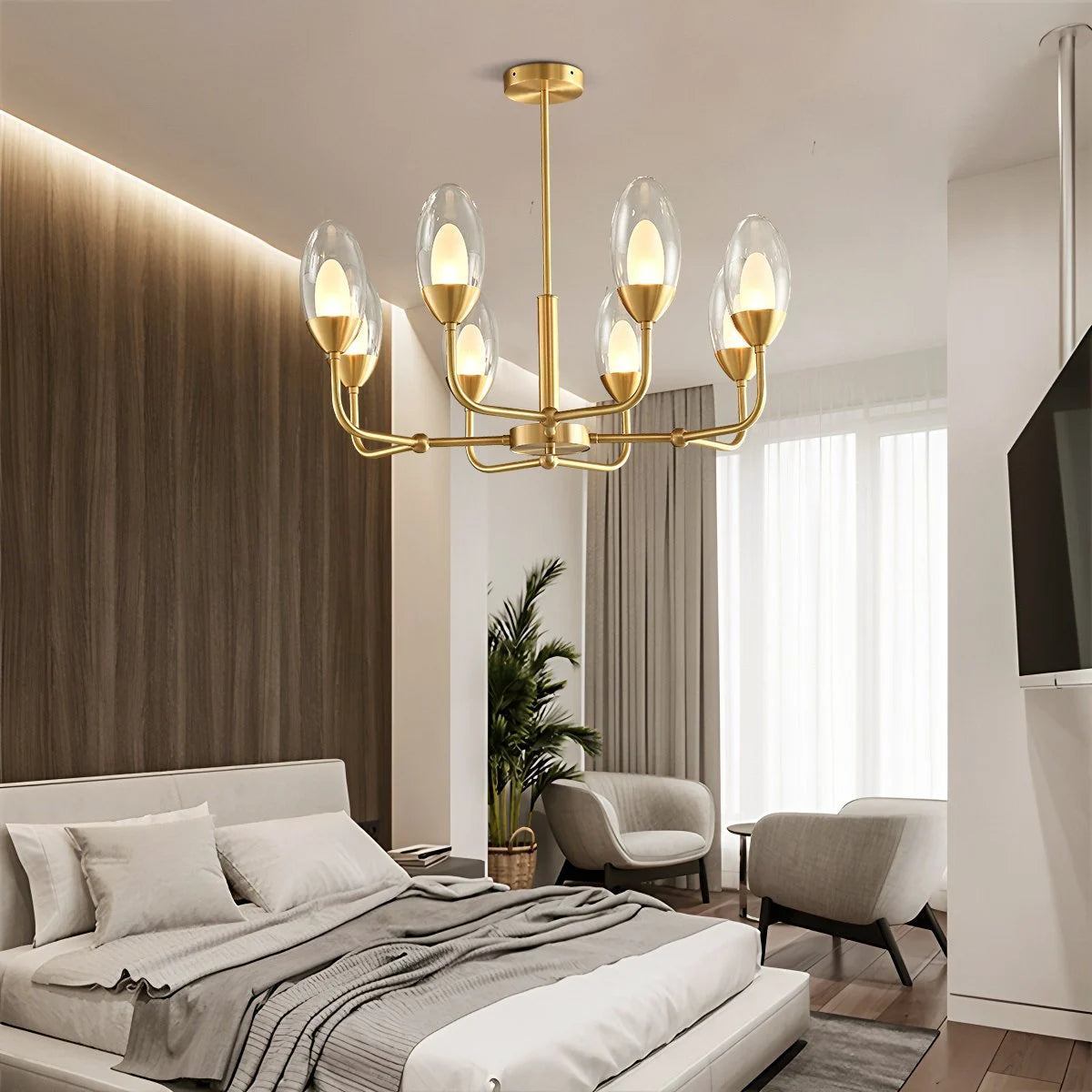 Antizer Luxury Copper & Transparent Glass Chandelier