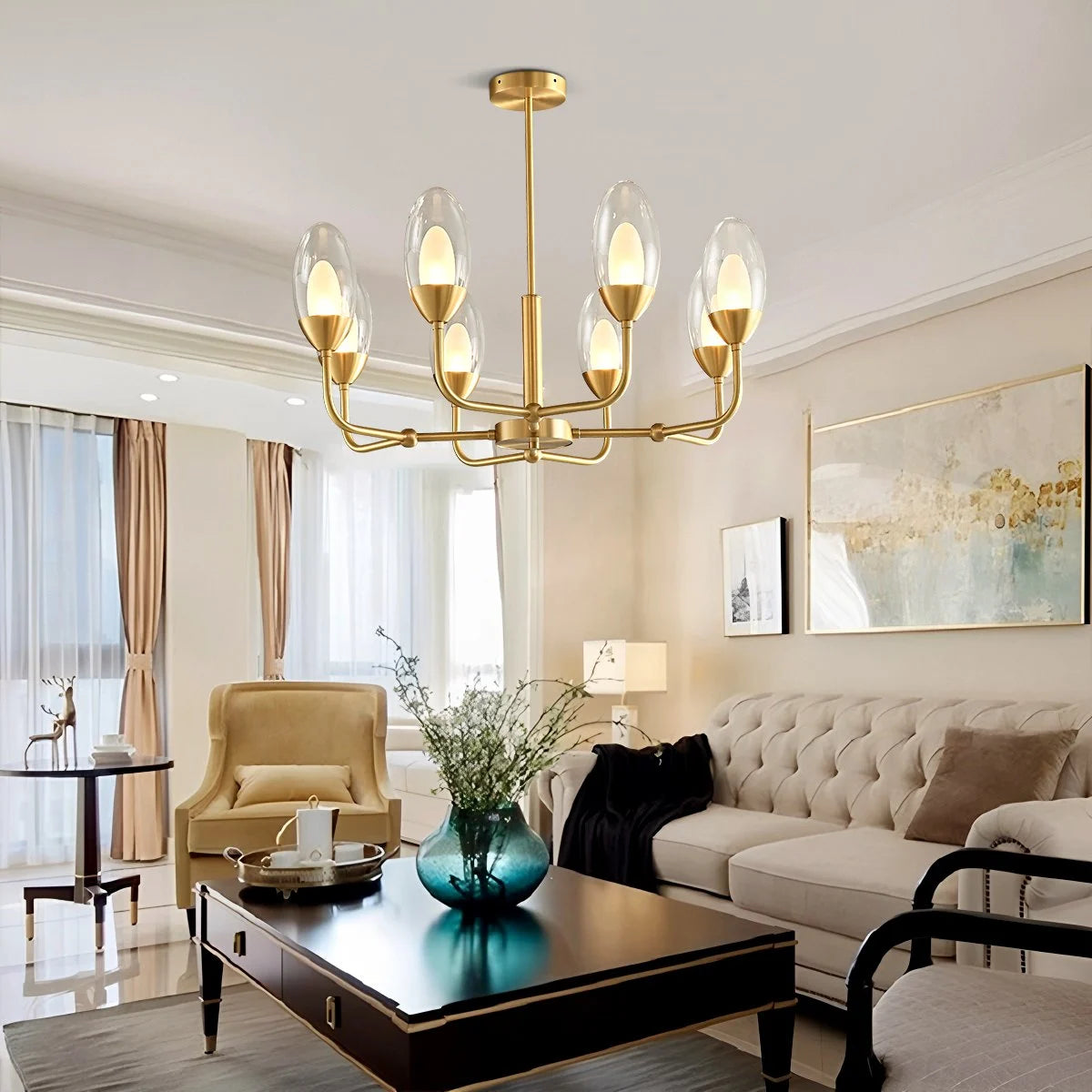 Antizer Luxury Copper & Transparent Glass Chandelier