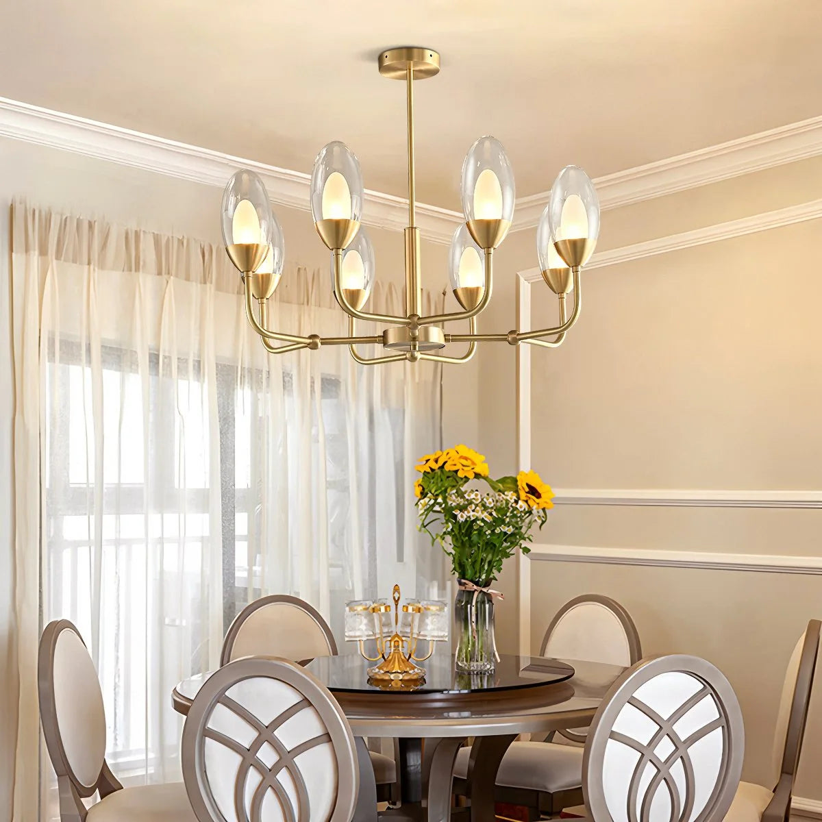 Antizer Luxury Copper & Transparent Glass Chandelier