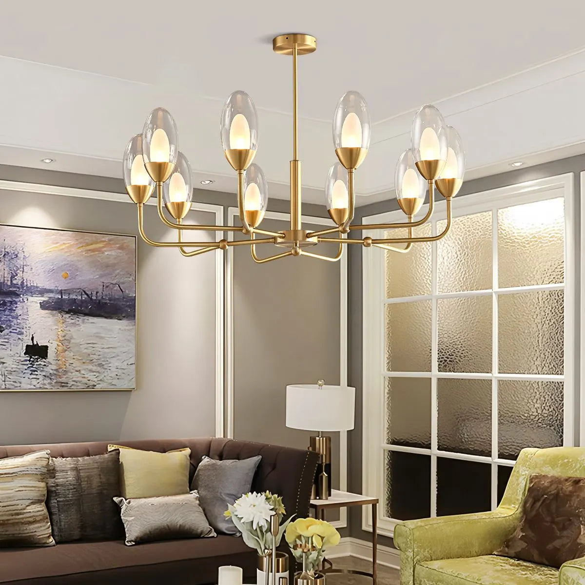 Antizer Luxury Copper & Transparent Glass Chandelier