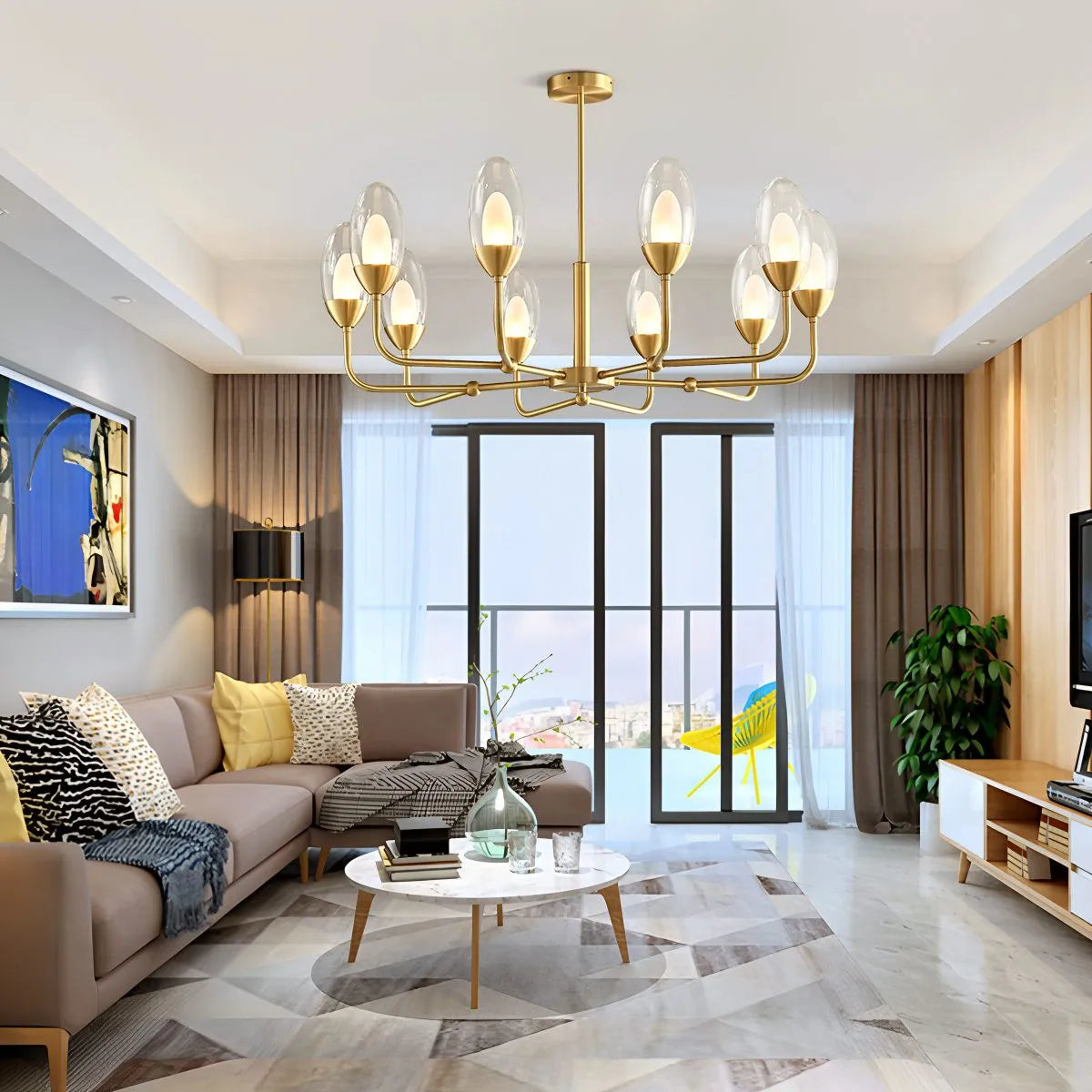 Antizer Luxury Copper & Transparent Glass Chandelier