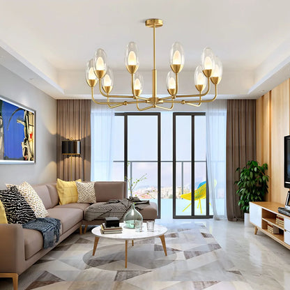 Antizer Luxury Copper & Transparent Glass Chandelier