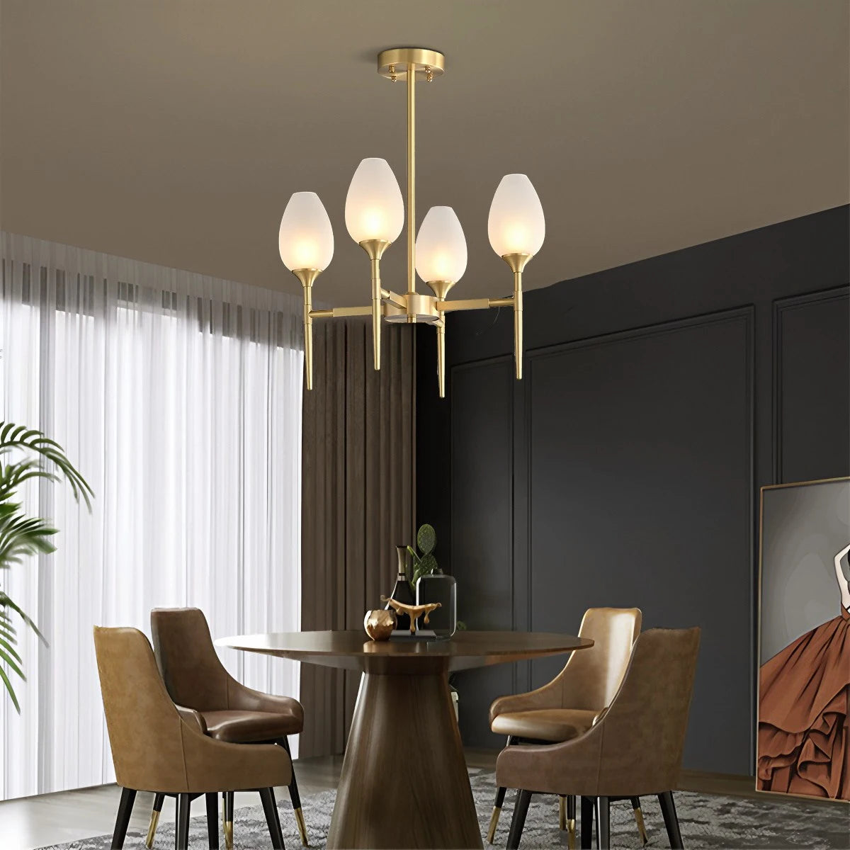 Antizer American All-Copper Bud Glass Chandelier