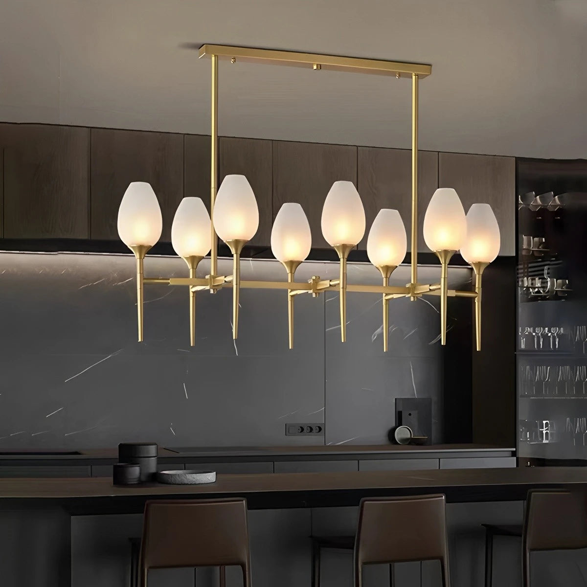 Antizer American All-Copper Bud Glass Chandelier