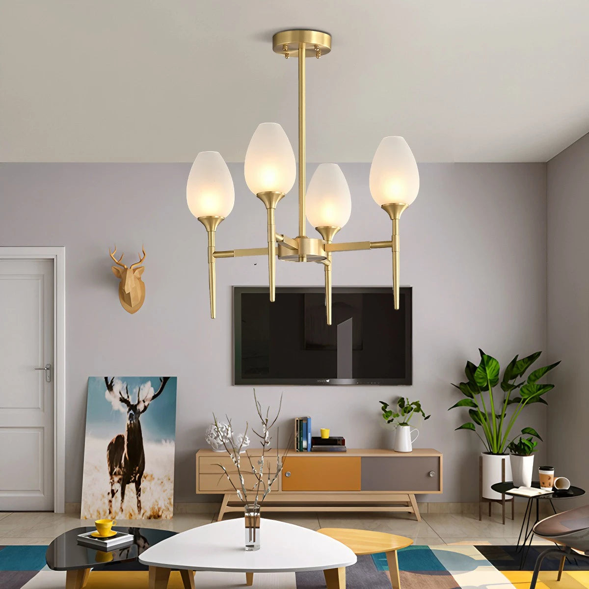 Antizer American All-Copper Bud Glass Chandelier