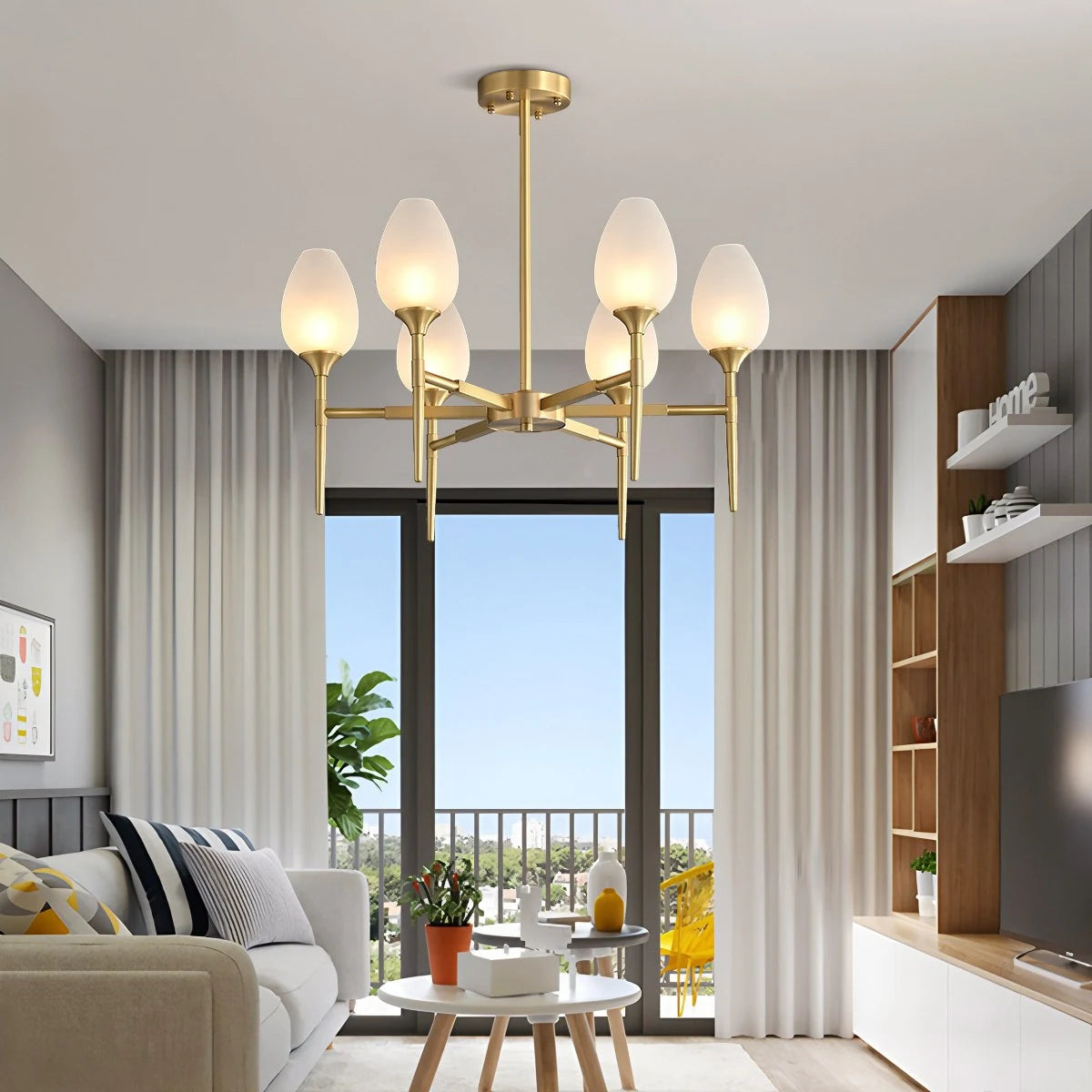 Antizer American All-Copper Bud Glass Chandelier