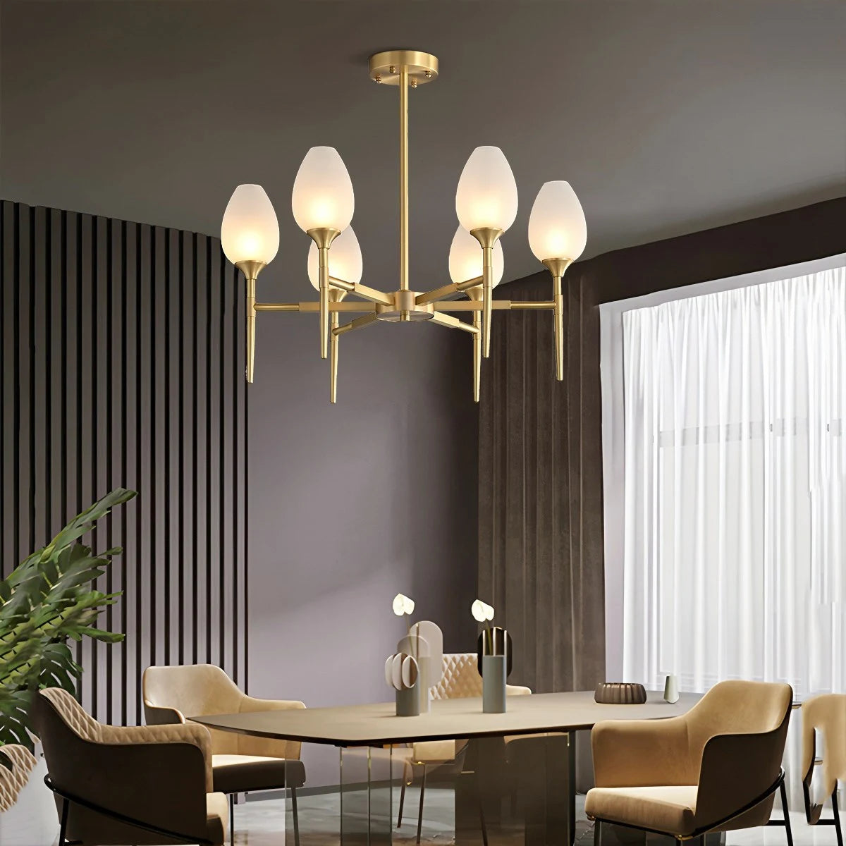 Antizer American All-Copper Bud Glass Chandelier