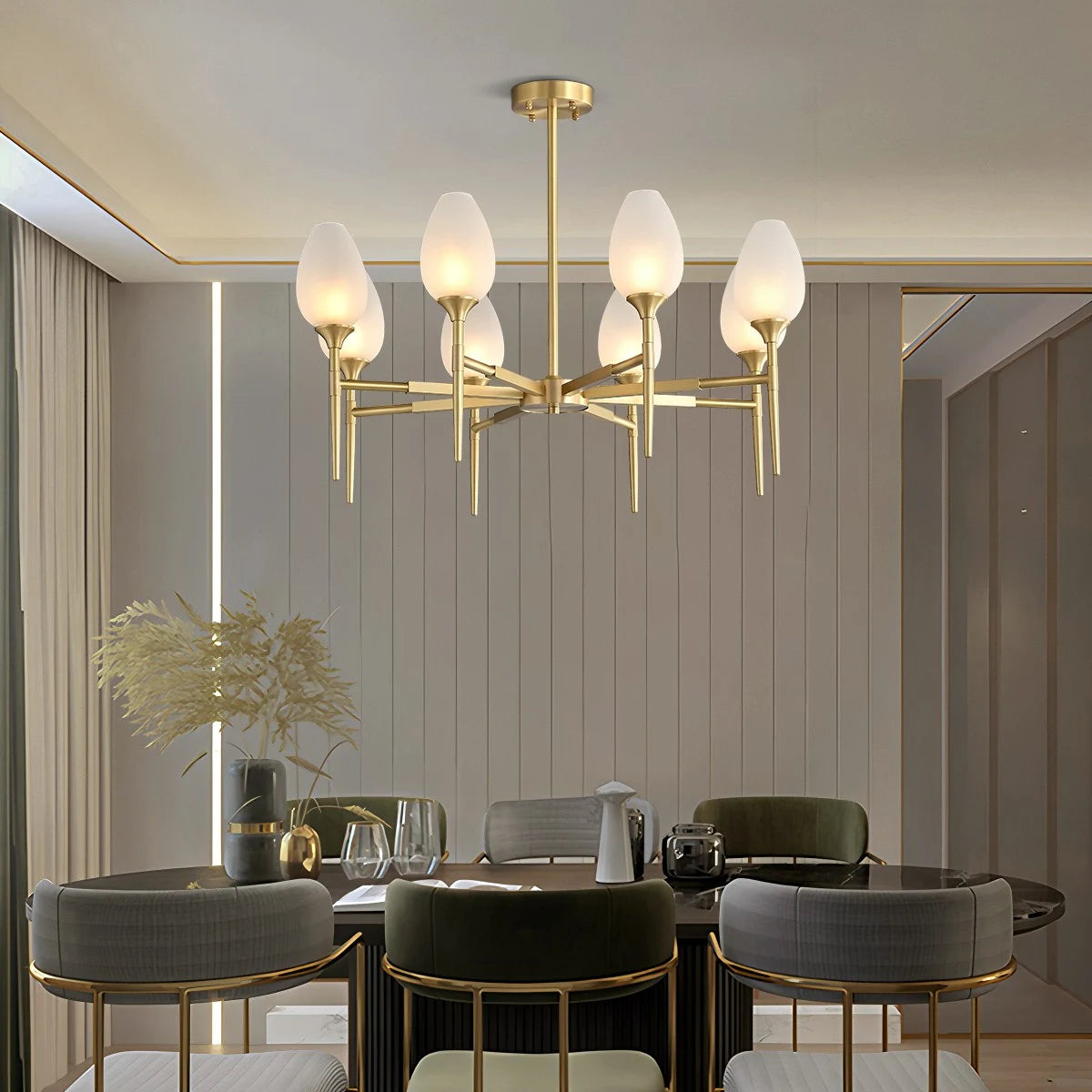 Antizer American All-Copper Bud Glass Chandelier