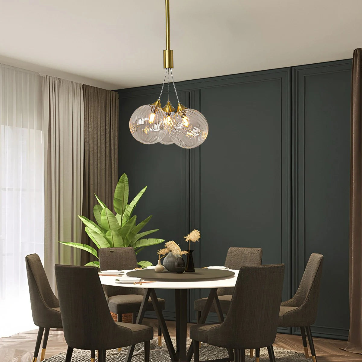 Antizer Luxury All Copper Glass Bubble Ball Chandelier