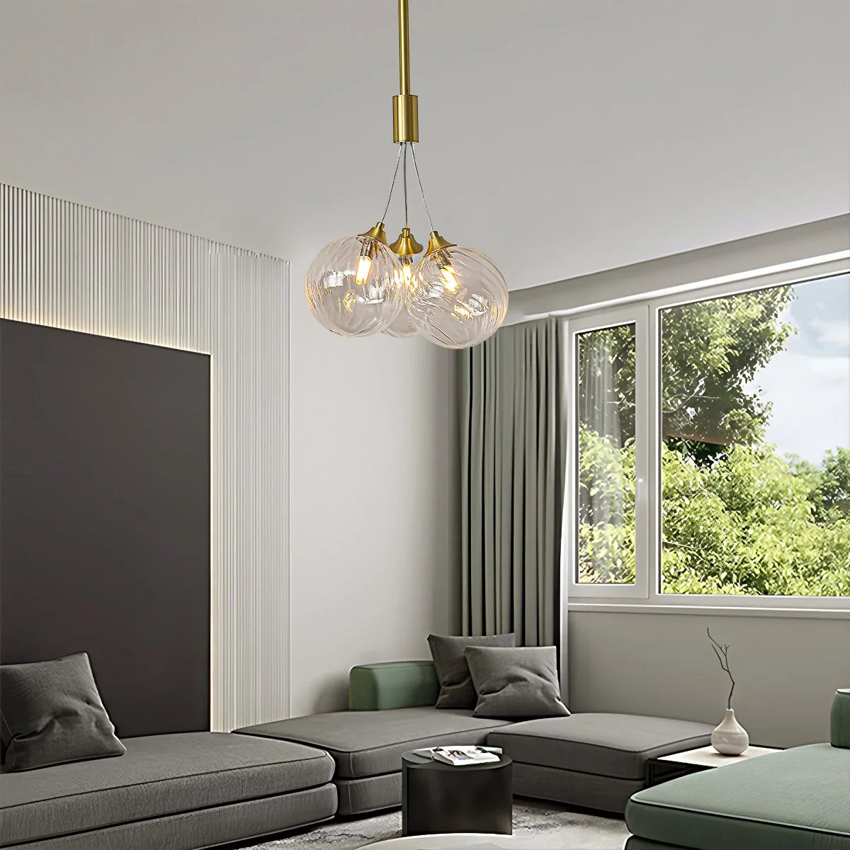 Antizer Luxury All Copper Glass Bubble Ball Chandelier