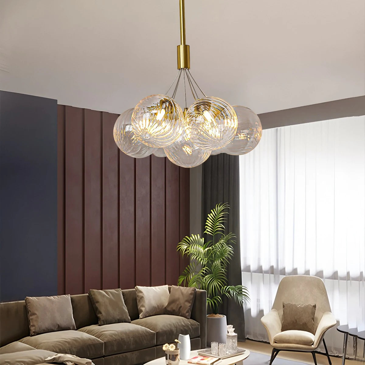 Antizer Luxury All Copper Glass Bubble Ball Chandelier