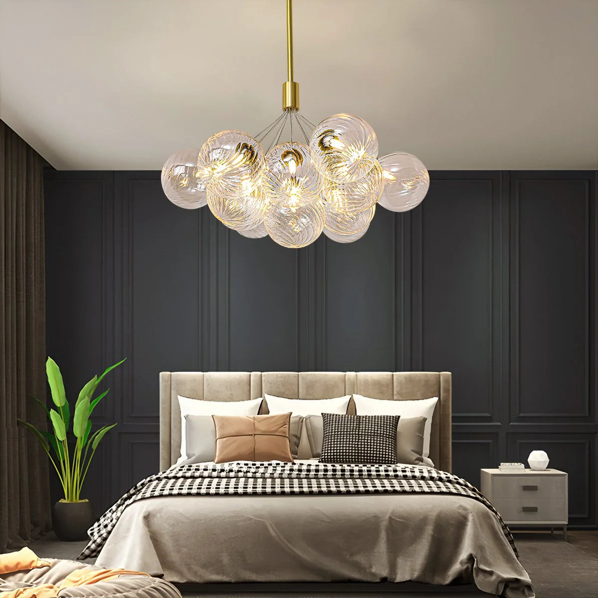 Antizer Luxury All Copper Glass Bubble Ball Chandelier