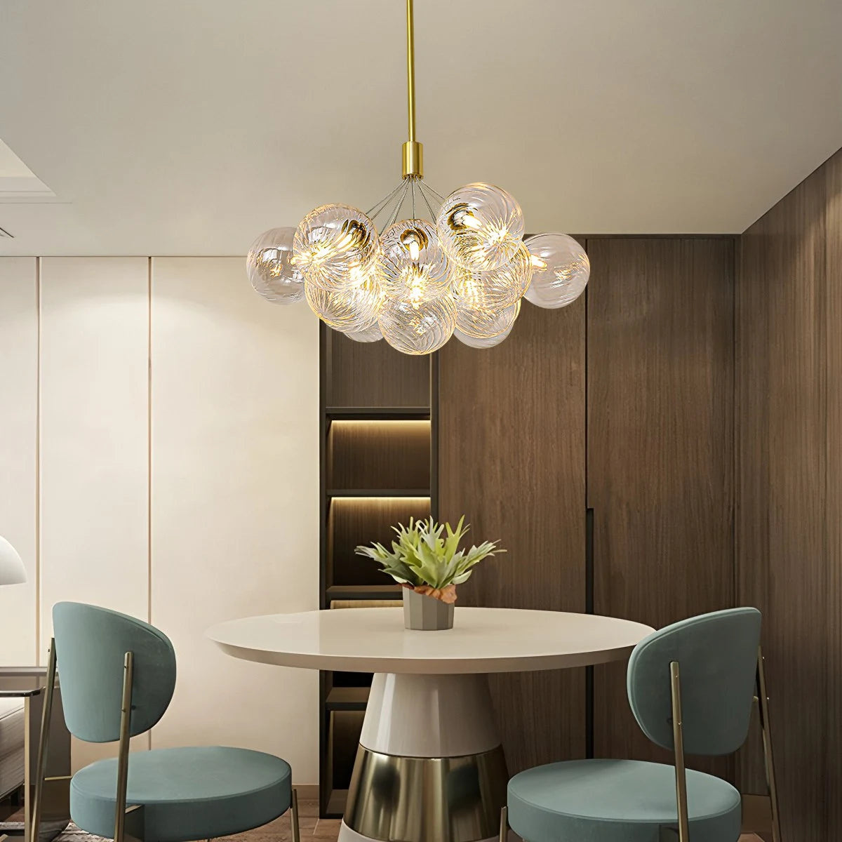 Antizer Luxury All Copper Glass Bubble Ball Chandelier