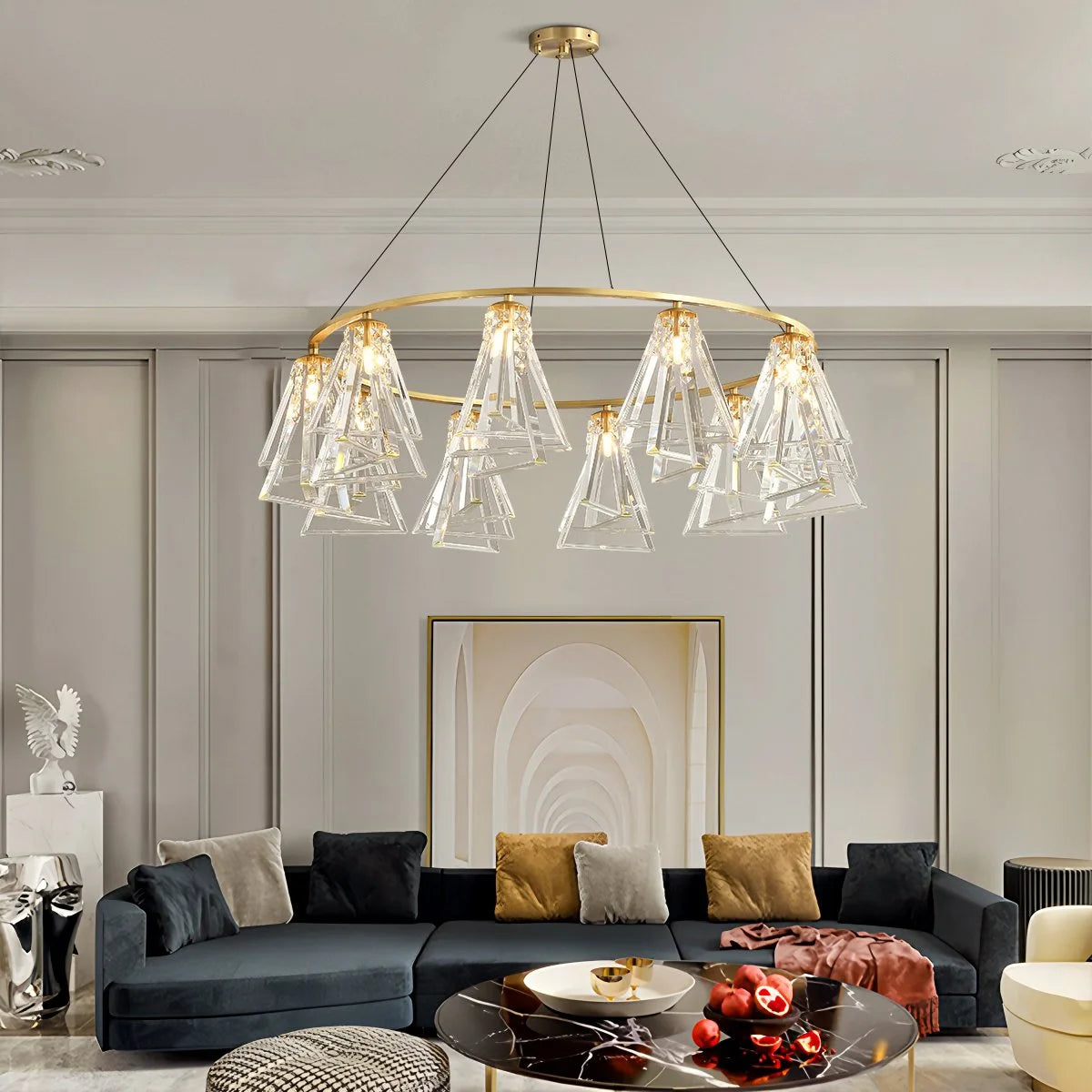 Antizer Modern Simple Crystal Chandelier for Living Room