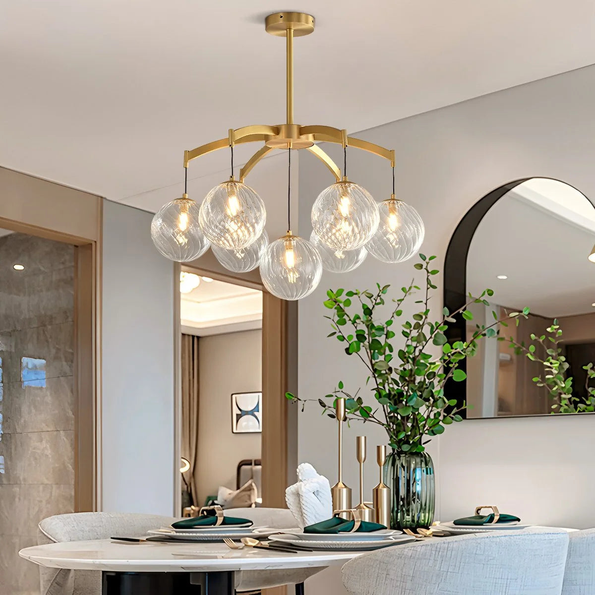 Antizer Modern Luxury Copper Glass Ball Chandelier