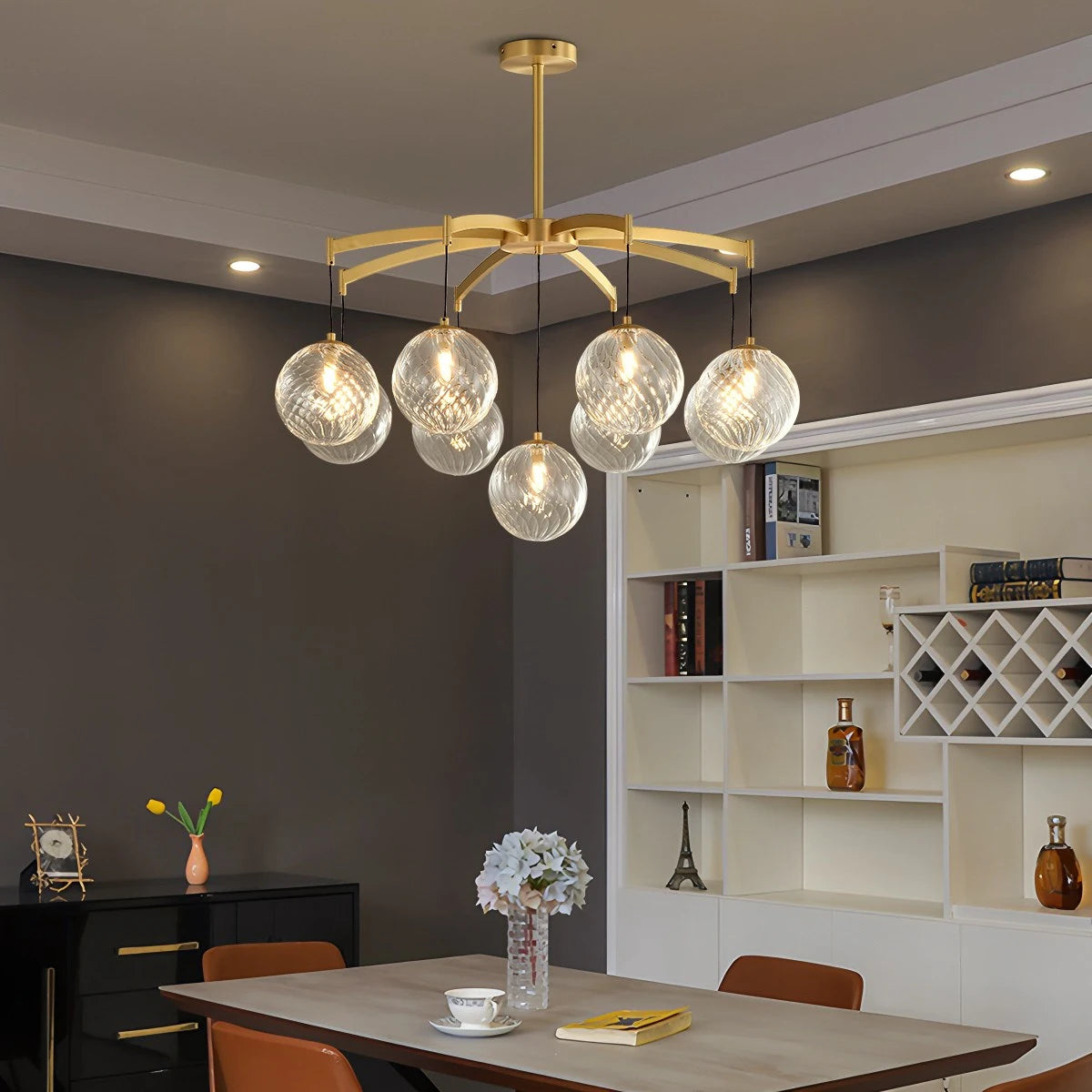 Antizer Modern Luxury Copper Glass Ball Chandelier