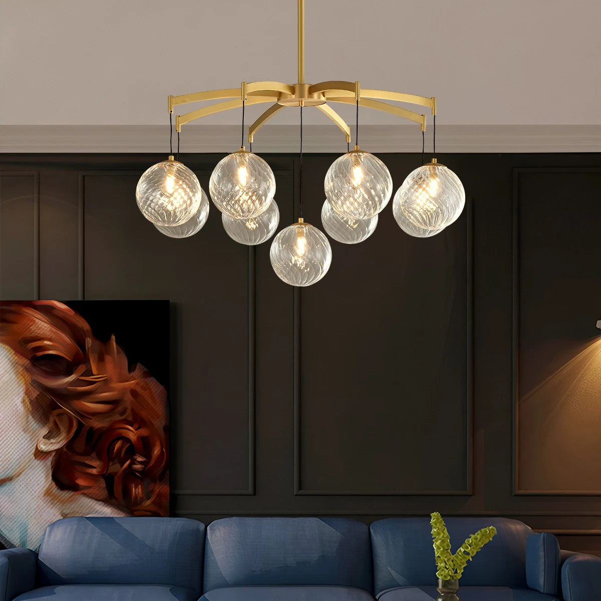 Antizer Modern Luxury Copper Glass Ball Chandelier