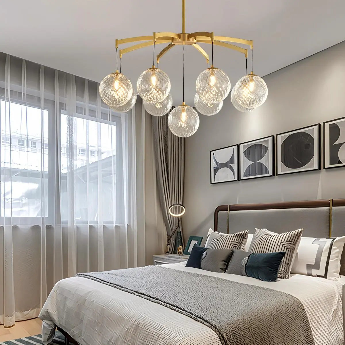 Antizer Modern Luxury Copper Glass Ball Chandelier