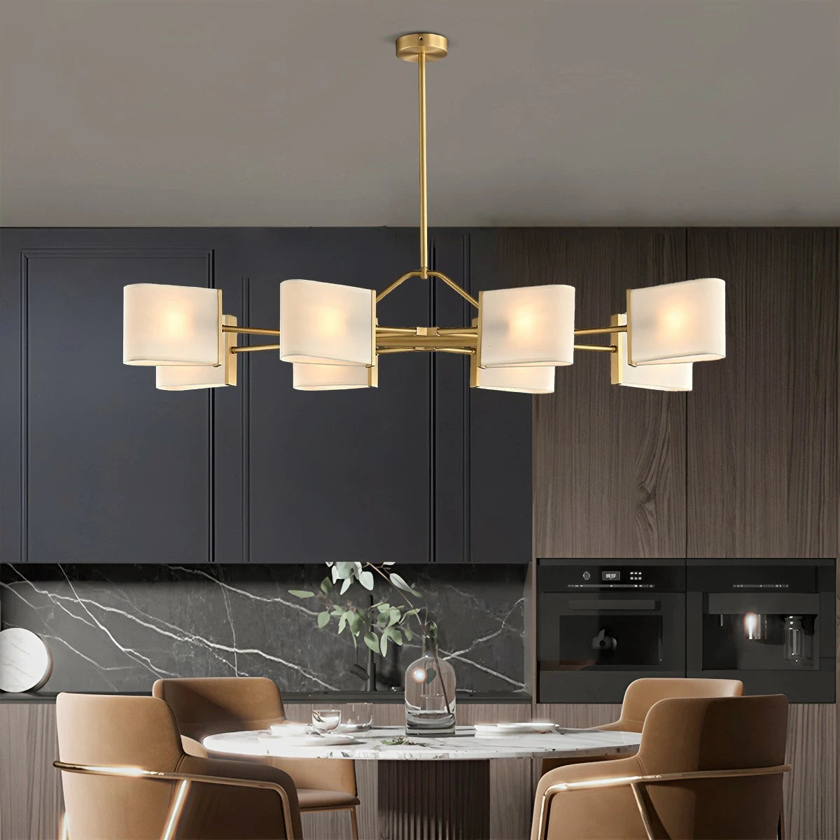 Antizer American Retro Brass Fabric Chandelier