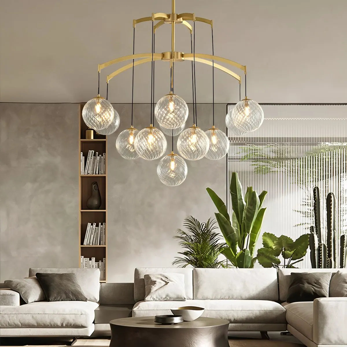 Antizer Modern Luxury Copper Glass Ball Chandelier