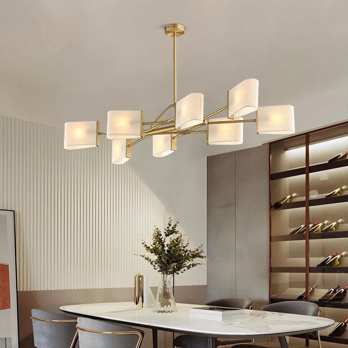Antizer American Retro Brass Fabric Chandelier