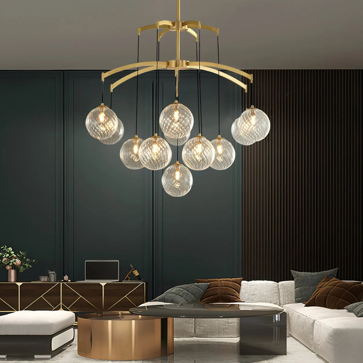 Antizer Modern Luxury Copper Glass Ball Chandelier