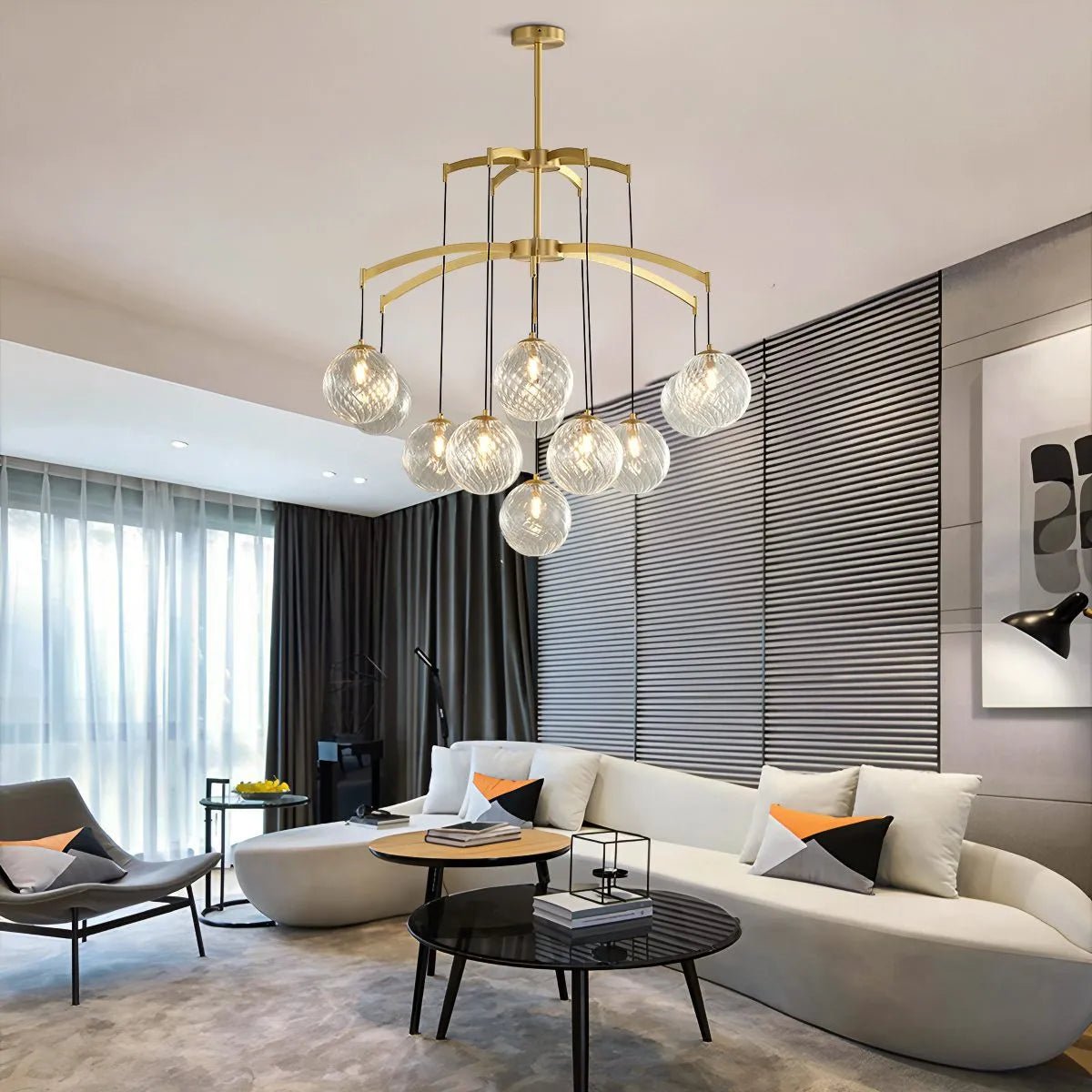 Antizer Modern Luxury Copper Glass Ball Chandelier