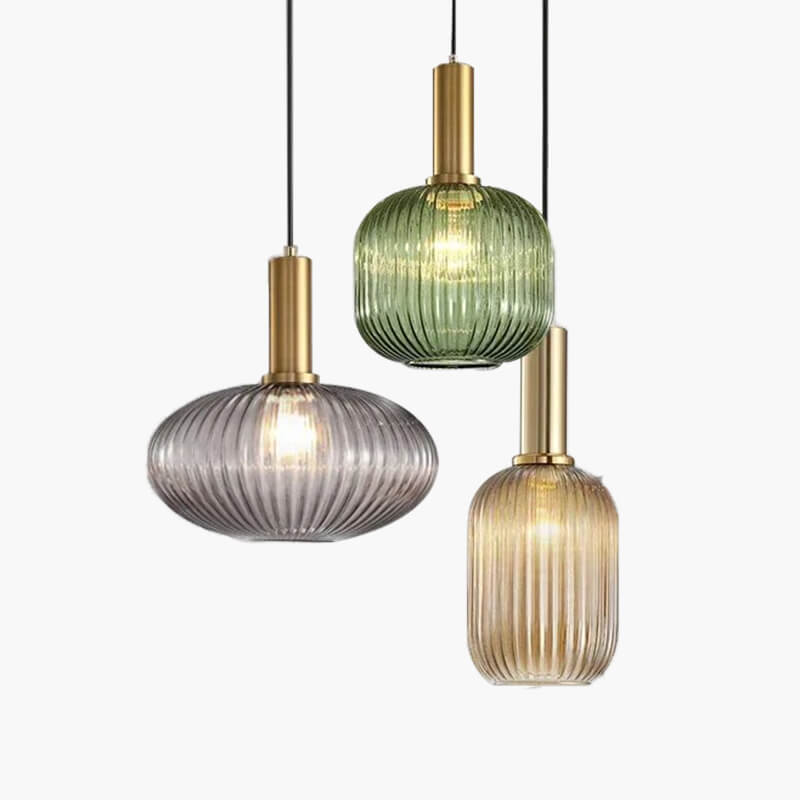 Nordic Vintage Glass Striped Chandelier