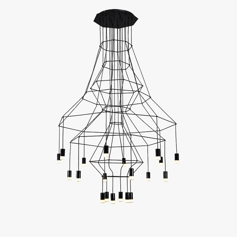 Wire Tiered Sculptural Chandelier