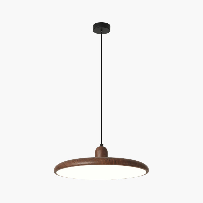 Retro Walnut Color Round Pendant Light