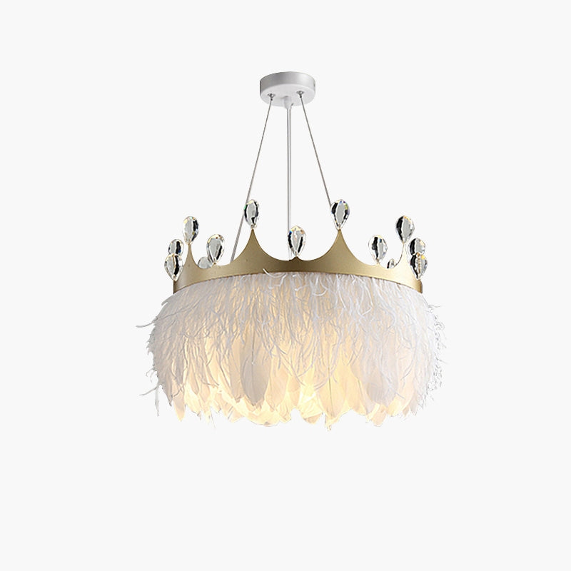 Antizer Nordic Feather Crystal Crown Chandelier